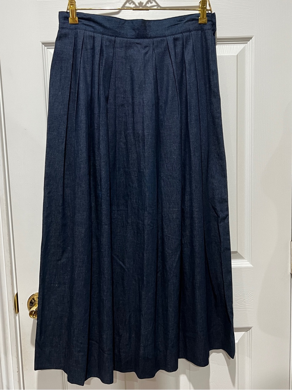 Vintage Jr Periwinkle denim skirt pleated maxi Size 14 dark blue denim - Picture 8 of 10